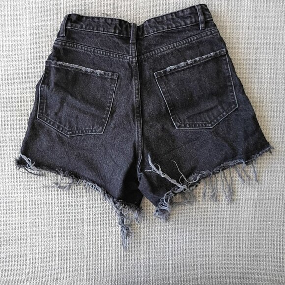 Zara Women's Denim Black High Rise Cut Off Distressed Jean Shorts | Size 4 - Picture 6 of 6